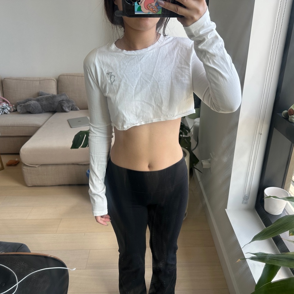 White Long Sleeve Crop Top